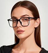 ANRRI Oversized Square Blue Light Glasses, Thick Frame Computer Eyewear, Anti Eyestrain &amp; UV Prot...