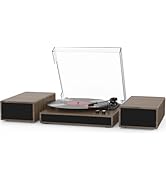 Vinyl Record Player with Dual Stereo Bookshelf Speakers Vintage Turntable with Bluetooth Wireless...