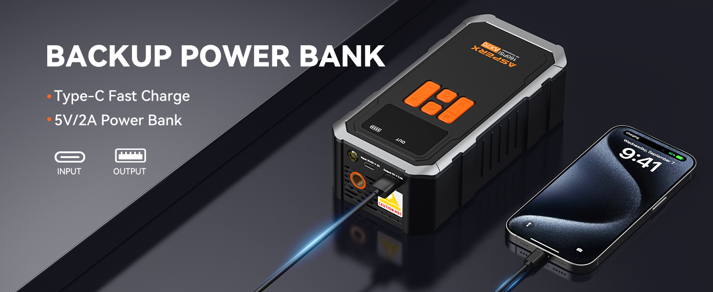 portable air compressor as power bank