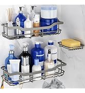 OMAIRA 3-Pack Shower Caddy with Soap Holder, Adhesive Rustproof No-drill Strudy Loading Inside Sh...