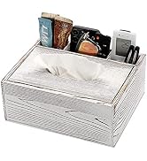 Sumnacon Wood Rectangular Tissue Box Cover - Multifunctional Tissue Holder with Stationery Remote...