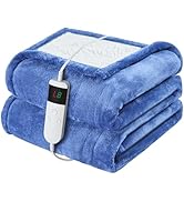 DANENOSA Electric Heated Blanket Throw Size 50''x60'' Soft Flannel &amp; Sherpa Electric Blanket with...