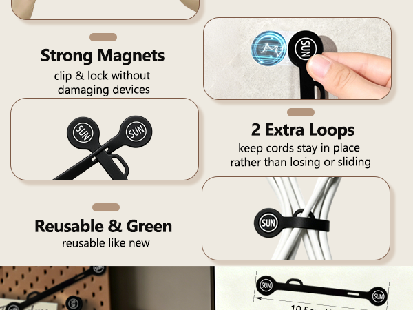 MAGNETIC CABLE CLIPS ORGANIZERS