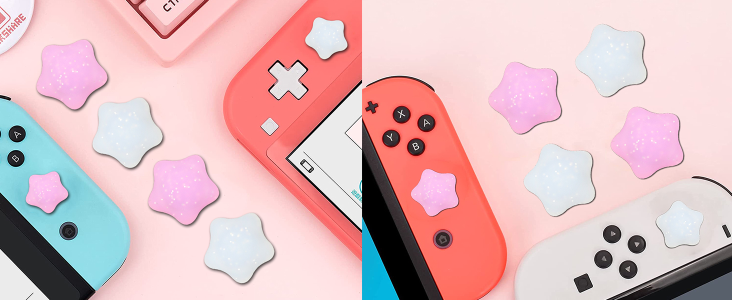 switch thumb grips caps joycon button cover glitter bling star