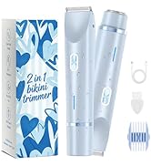 Bikini Trimmer for Women,2 in 1 Dual Head Bikini Shaver &amp; Body Shaver,Cordless &amp; Waterproof Elect...