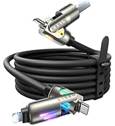 LISEN 240W USB-C Charge Cable, Chubby Cable USB C, 4 in 1 Charging Cable (6.6FT) with Light, USB ...