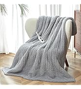 SNUGSUN Heated Throw Blanket Double Sided Sherpa, Soft Heating Electric Blanket for Bed, Automati...