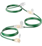 islewire 25 FT Outdoor Extension Cord with Multiple Outlets, Evenly Spaced 3 Outlets with Indicat...