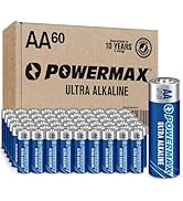 Powermax 60-Count AA Batteries, Ultra Long Lasting Alkaline Battery, 10-Year Shelf Life, Reclosab...