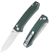 EMHTiii Pocket Folding EDC Knife: 3.14" D2 Steel Satin Sharp Blade, G10 Scales, Crossbar Axis Loc...