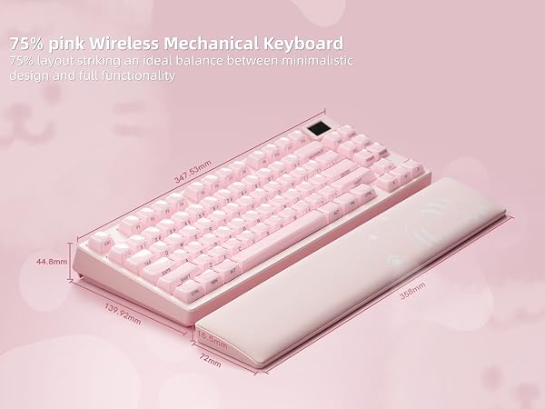 75% Wireless Mechanical Keyboard, Creamy Gaming Keyboard, 75% Black keyboard