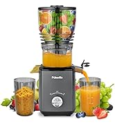 Pukomc Cold Press Juicer, 5.8-inch wide feed chute for whole fruits and vegetables - 1.8L Capacit...