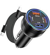 iPhone 15/16 Car Charger, 65W 4-Port USB C Cigarette Lighter Adapter Fast Charging Car Charger Ad...