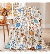 Fall Throw Blanket Soft Warm Autumn Farmhouse Floral Pumpkin Blanket | 50 X 60 Inch Fall Home Dec...