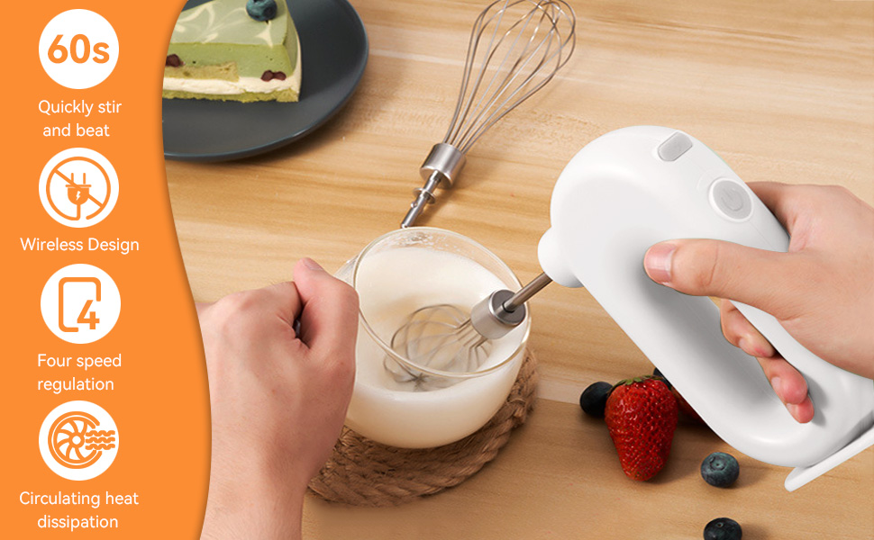 Cordless Hand Mixers Stainless Steel Twisted Wire Beaters 