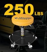 YELLOW JACKET Rolling Mechanic Stool with Wheels Pneumatic Garage Shop Seat Adjustable Height