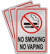 No Smoking Signs for Business, No Smoking No Vaping Sign, Large 3 Pack 7×10 Inch Brushed Metal Lo...