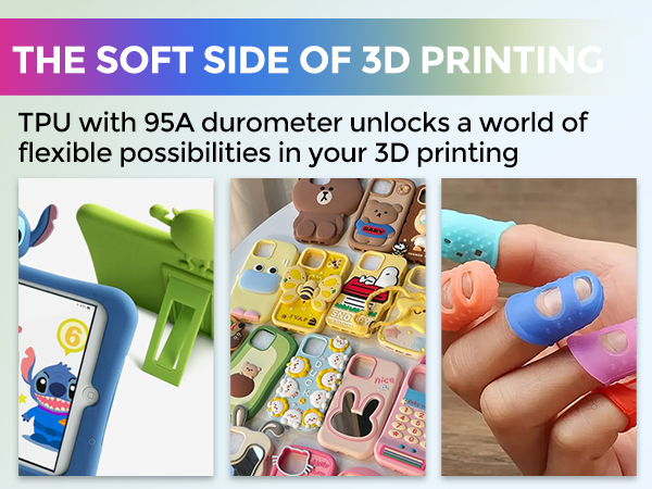  TPU Filament, 1.75mm, 95A Soft TPU Flexible 3D Printer Filament Fit Most FDM Printer