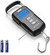Dr.Meter Backlit LCD Display FS01 Fishing Scale: 110lb/50kg Digital Hanging Scale with Storage Fu...