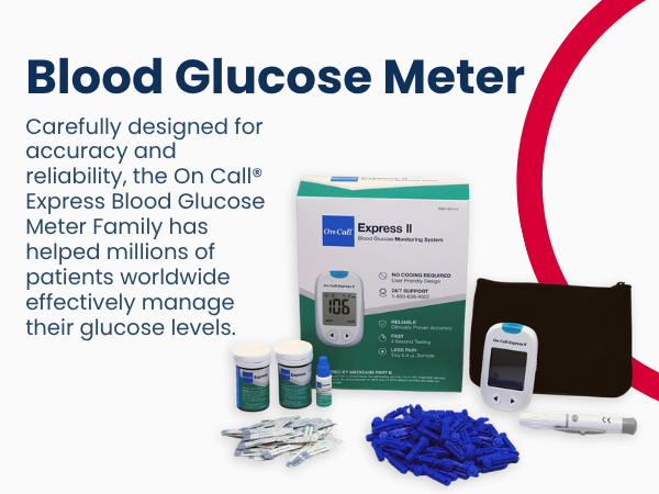 On Call Express blood glucose meter for accurate reliable daily glucose monitoring