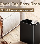 Open top bathroom garbage can black trash can small office under sink