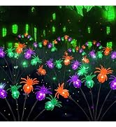 Solar Halloween Decorations Outdoor 6 Pack Spider Solar Garden Lights | Orange Purple Green Hallo...