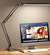 SKYLEO LED Desk Lamp with Slim Base - Adjustable Swing Arm Desk Light, Dimmable, Timer, Eye Prote...
