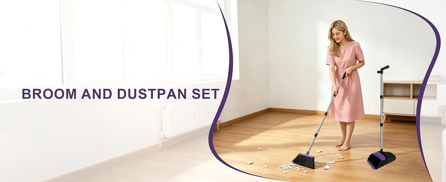 Purple Broom and Dustpan Set