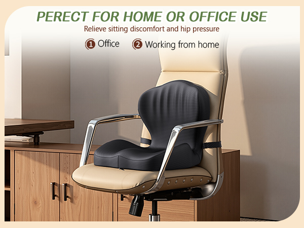 Benazcap Memory Foam Seat Cushion with Lumbar Support Pillow for Office Chair