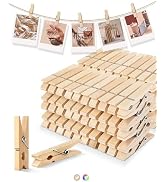 Mini Clothes Pins Wooden Small Clothespins for Photo 1.77 Inch 100 PCS, Wood Clips Close Pin for ...