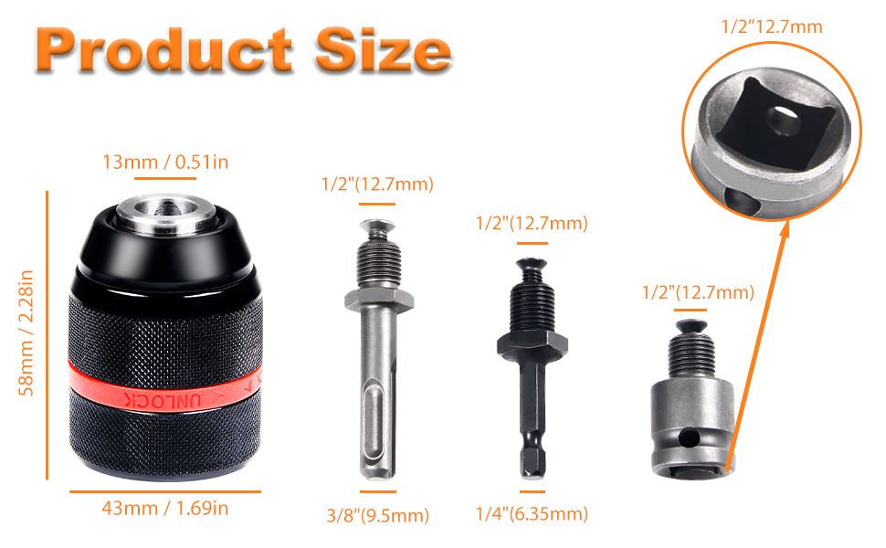 milwaukee drill chuck,impact drill adapter,3/8 to 1/2 drill chuck adapter,impact wrench drill chuck