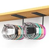 CUXIXA Tumbler Lid Organizer, Stainless Steel Tumbler Lid Holder Under Cabinet, Self Adhesive or ...