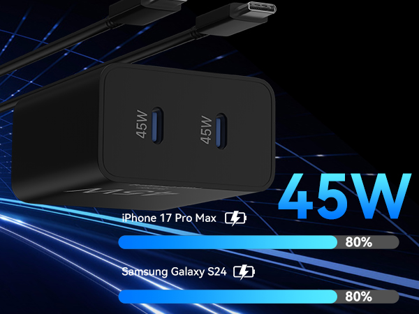 17 16 charger fast charging usb c type c charger block i phone 15 charger 45w wall charger