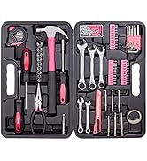 Cartman 148Piece Tool Set General Household Hand Tool Kit with Plastic Toolbox Storage Case Pink
