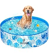 SLOOSH Foldable Dog Kiddie Pool - Portable Hard Plastic Kids Baby Doggie Swimming Pool, Anti-Slip...