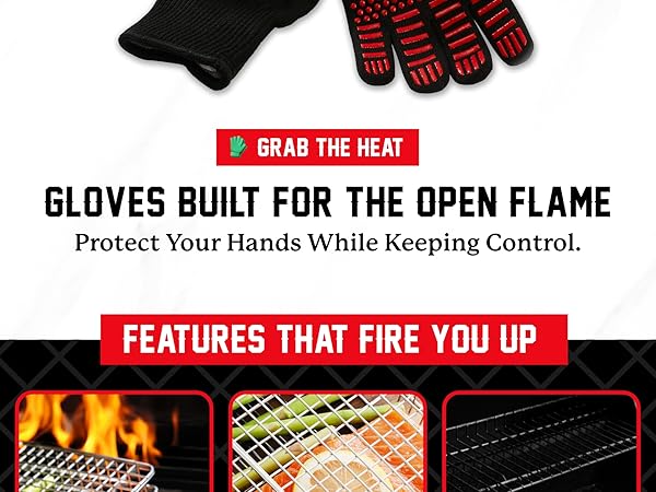 bbq gloves heat resistant grill oven fingers proof men cooking glove high ove silicone ov hot mitts