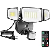 iMaihom 65W 6500LM Motion Sensor Outdoor Light, Plug In LED Security Lights 3 Heads Motion Detect...