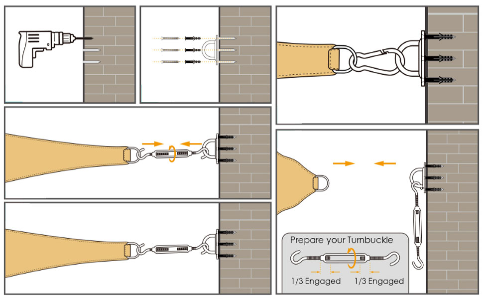 sun shade hardware,shade sail kit,shade mounting hardware,stainless steel bimini hardware
