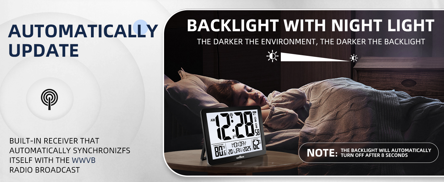 atomic clock with backlight