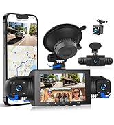 360°4 Channel Dash Cam Front and Rear Inside,3 Inch Dash Camera for Cars Built-in WiFi APP Contro...