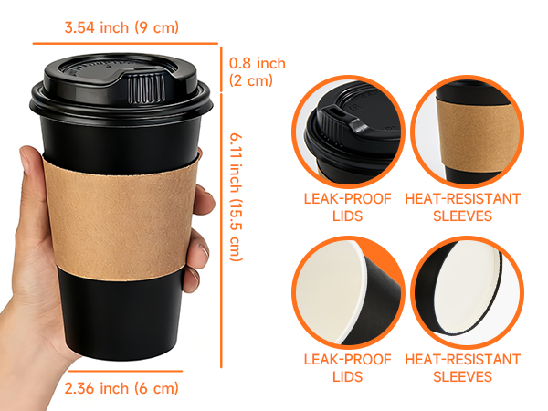 disposable coffee cups with lids 16 oz