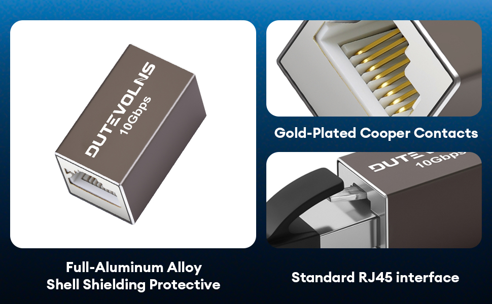 Gold-Plated Cooprt Contacts, Standard RJ45 interface