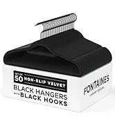 Fontaines Luxury Black Velvet Felt Non Slip Clothes Hangers 50 Pack - Ultra Slim &amp; Space Saving -...