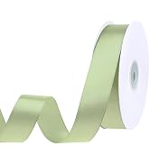 Sage Green Satin Ribbon 1 Inch, 50 Yards Solid Fabric Light Green Ribbon for Gift Wrapping Flower...