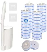 Disposable Toilet Brush Set,40 Pre-Filled Refills,Upgraded No-Shed Fiber Pads with 5X Powerful Cl...
