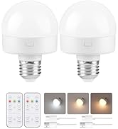 GOEBLESON Rechargeable Light Bulbs with Remote Control 2 Packs, Battery Operated Light Bulbs with...