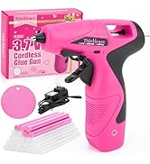 ThinkLearn Cordless Hot Melt Glue Gun with Stand, 4V Mini Pink Glue Gun Set with 25Pcs Premium Gl...