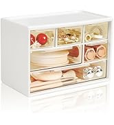 Mini Desk Storage Organizer with 6 Drawers, FODIENS Stackable Desktop Craft Drawer Cabinet, Clear...