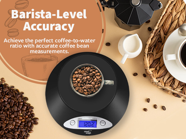 Smart Weigh Digital Kitchen Scale barista-level accuracy coffee water ratio beans measurements