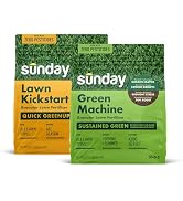 Sunday Lawn Kickstart + Green Machine Granular Lawn Fertilizer Mixed Pack, Quick Green-Up + Susta...